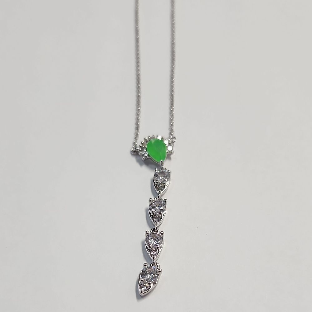 Bomb Party Silver and Green Pendant Necklace
